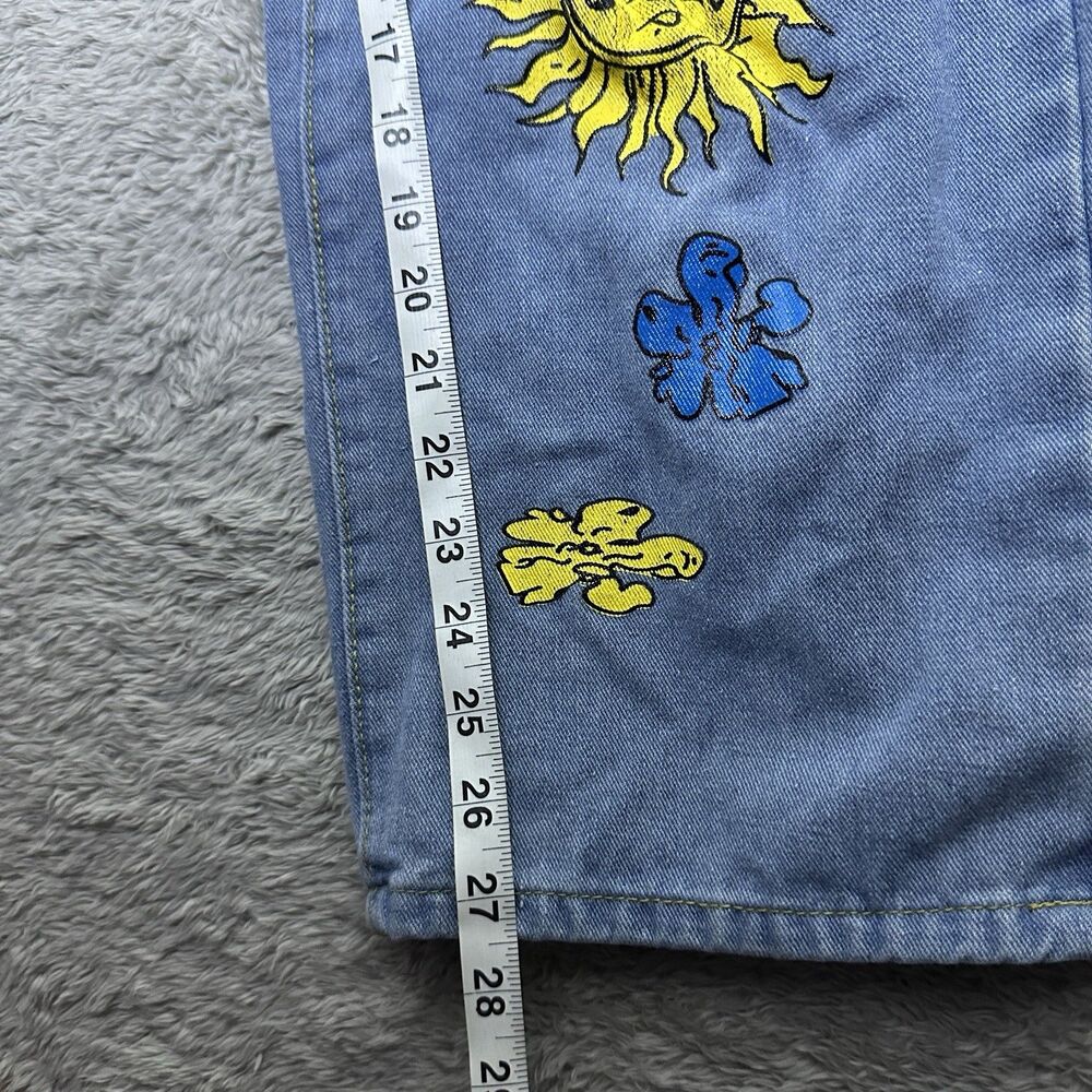 SHEIN 0XL Distressed Patch Jeans Sun Flower Graphic Denim Pants Boho Y2K Style - Picture 7 of 11